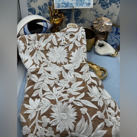 🆕 BRONX & BANCO 🧿 NWOT Dahlia Gown, White Sequin Floral Gown - Sz XS US 2 - Picture 12 of 14
